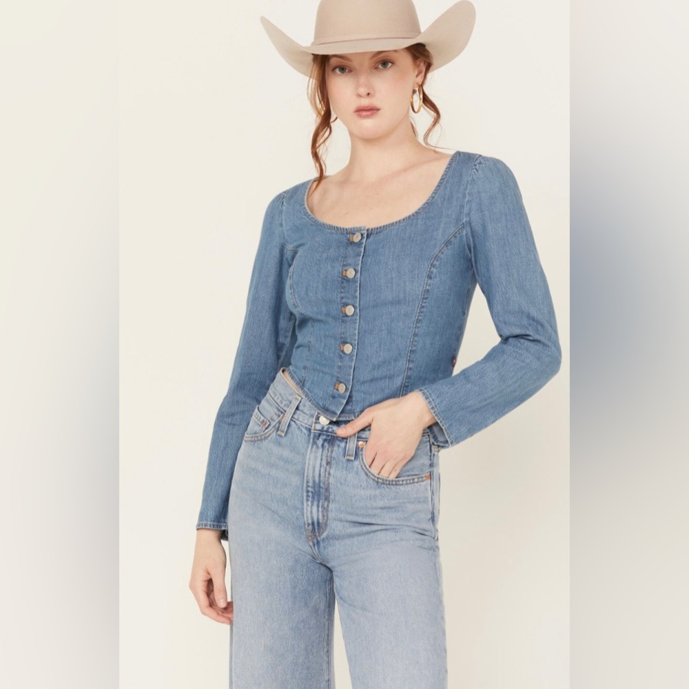 LEVI'S WOMEN'S DARYN CORSET LONG SLEEVE DENIM SHIRT